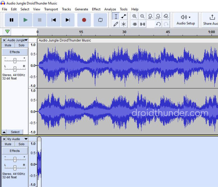 Open Audio Jungle mp3 in Audacity