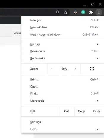 Open Chrome Menu using Chromebook keyboard shortcuts