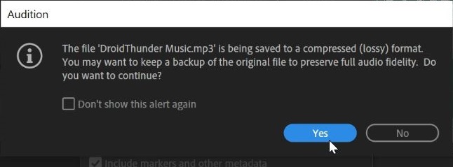 Save As Mp3 Adobe Audition lossy format