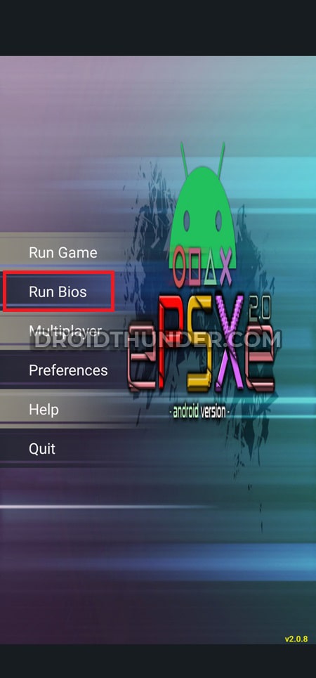Click Run Bios in ePSXe