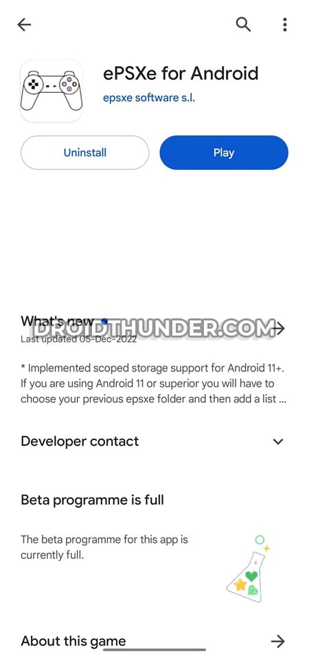 ePSXe emulator Google Play Store screenshot