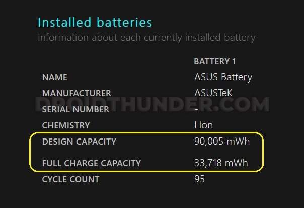 Compare Design Capacity and Full Charge Capacity in Battery Health Report on Windows 11