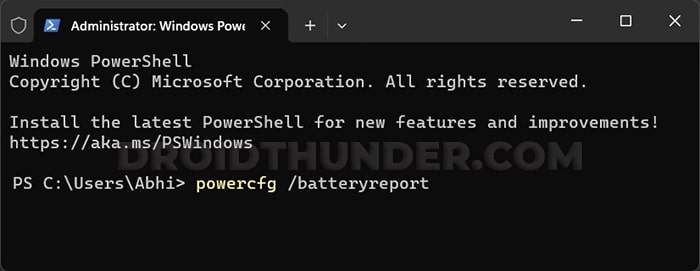 PowerShell window in Windows 11
