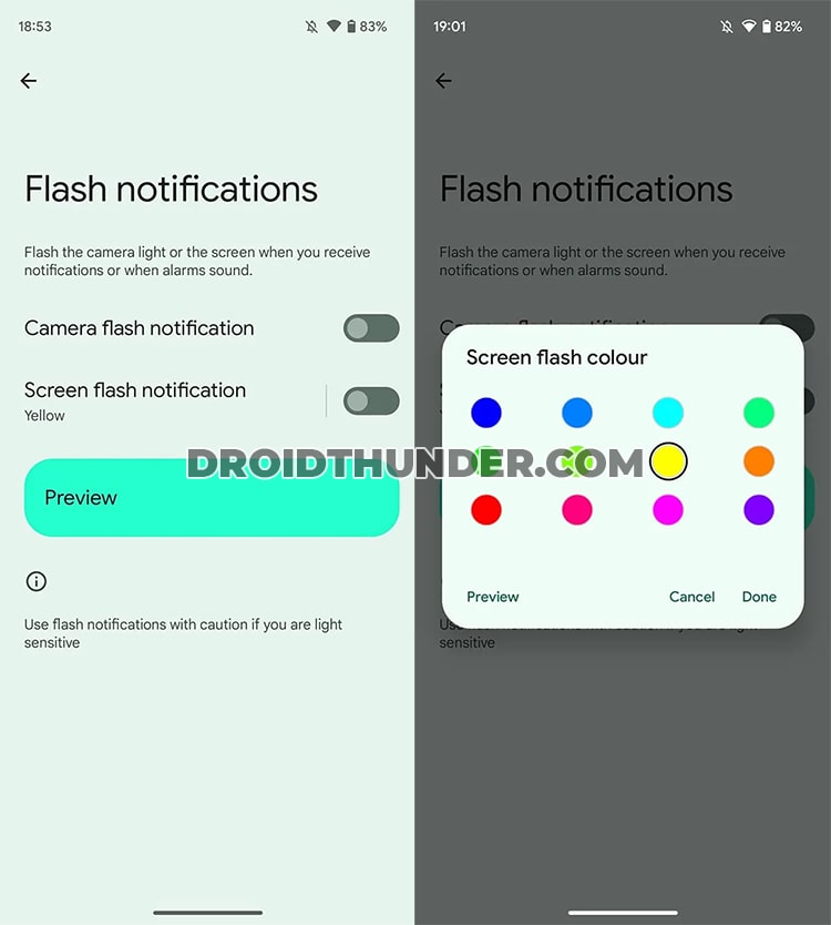 Android 14 Notification Flashes feature