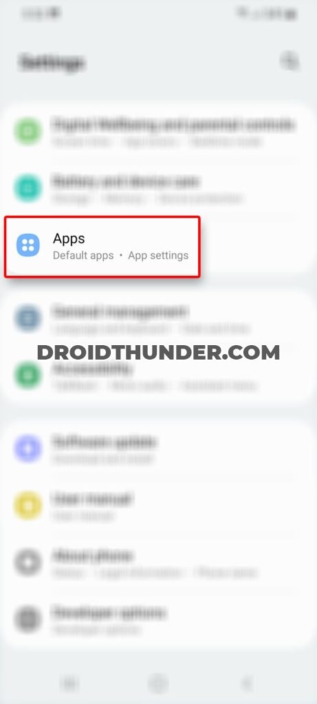 Open apps to force stop CQATest app on Android