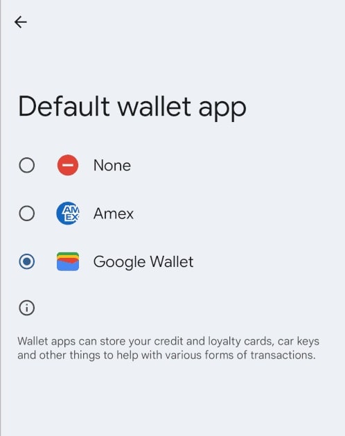 Android 15 Default Wallet Apps feature