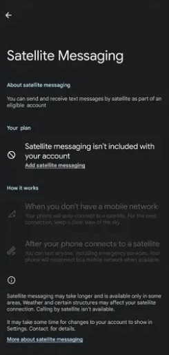 Android 15 Satellite Messaging feature