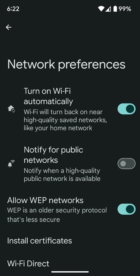 Android 15 Wi-Fi Network Privacy feature