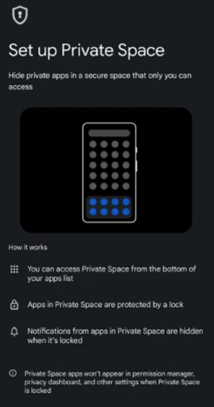 Android 15 features Private Space