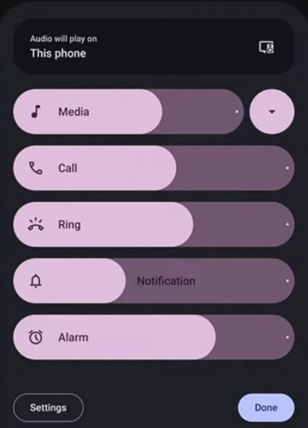 Android 15 new volume control panel