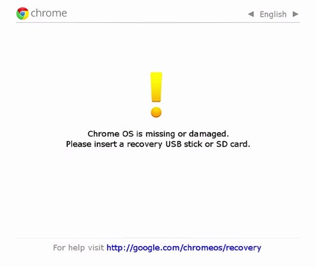 Chrome OS is missing or damaged message
