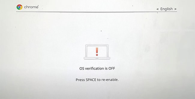 OS verification is off message on Chromebook