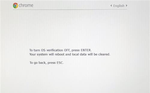 To turn OS verification off message on Chromebook